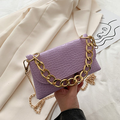 Bolso Mensajero Retro Estampado en Piedra con Cadena para Mujer - Image 7