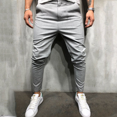 Pantalones Casuales Slim Fit en Tela Tejida Color Sólido para Hombre - Image 10