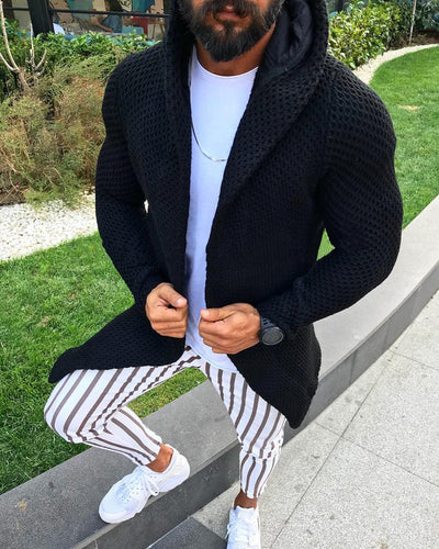 Cardigan Sudadera con Capucha Tejida de Manga Larga para Hombre - Image 5