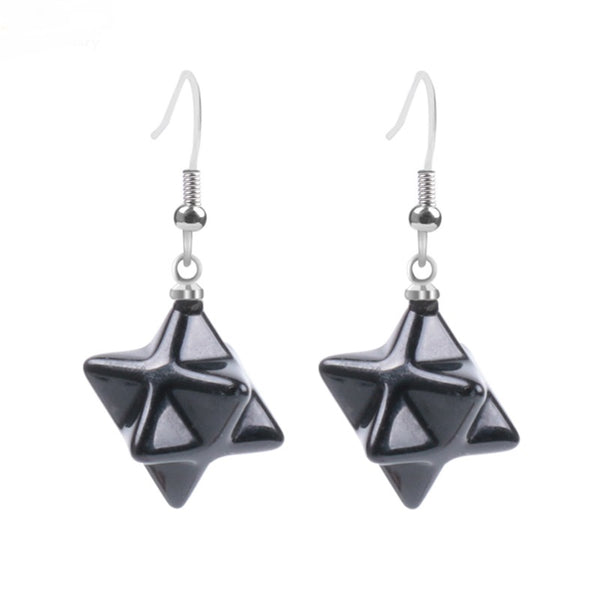 Aretes Estrella Merkaba de Cristal Natural Tallado - Image 16