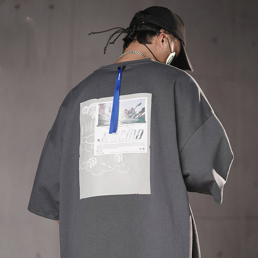 Camiseta Hombre Estampado Retro Cuello Redondo Manga Corta Bolsillo - Image 5