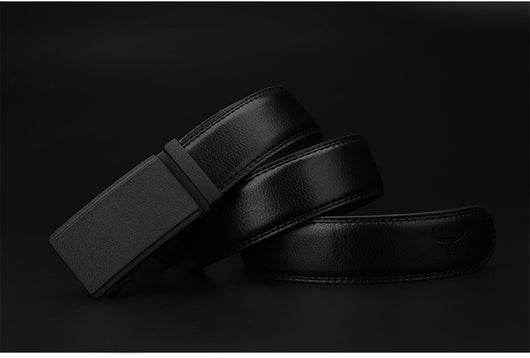 Cinturón de Cuero Vacuno con Hebilla Automática de Doble Capa para Hombre - Image 4