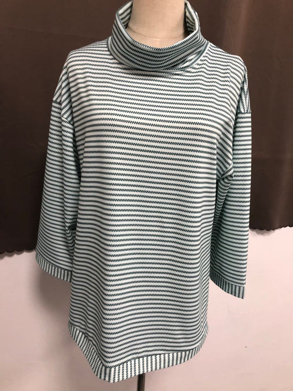 Blusa Casual de Cuello Alto con Estampado a Rayas para Mujer