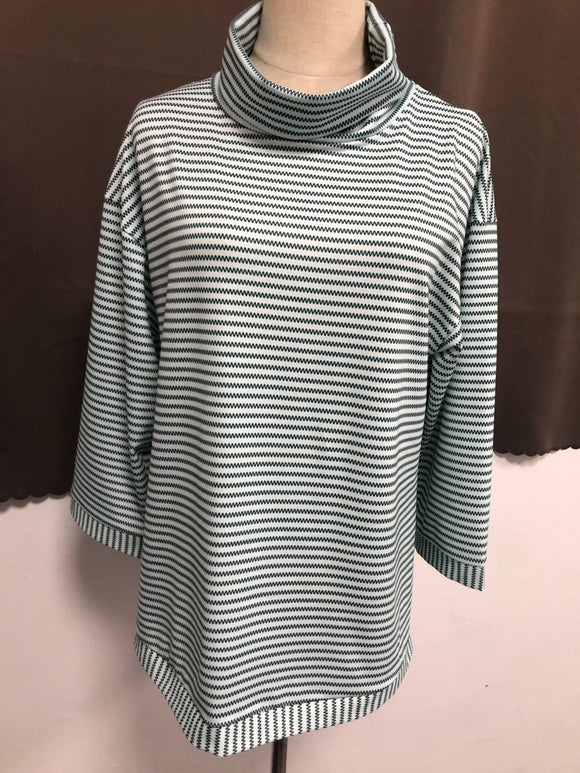 Blusa Casual de Cuello Alto con Estampado a Rayas para Mujer
