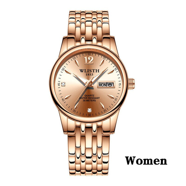 Reloj de Moda para Mujer Oro Rosa - Acero Inoxidable WLISTH con Calendario