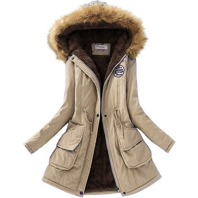 Abrigo Largo Acolchado de Algodón para Mujer con Cuello de Lana - Image 8