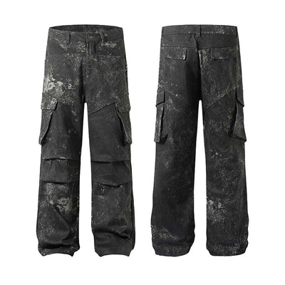 Pantalones Cargo Pleated Multi-bolsillo con Diseño Distressed American Street - Image 15