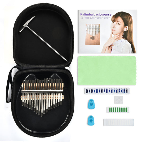 Kalimba de Cristal Acrílico 17 Tonos - Instrumento de Pulgar Profesional