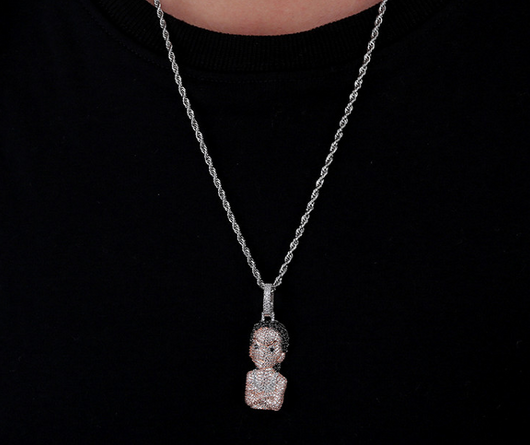Collar Pendante Iced Out Hip Hop Micro Pavé Oro y Plata para Hombre y Mujer - Image 8