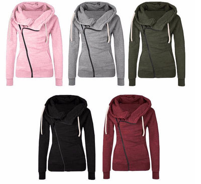 Sudadera con capucha y cierre diagonal para mujer - Image 3