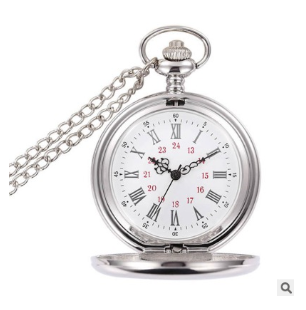 Reloj de Bolsillo Vintage Doble Compartimento Clásico Romano Negro - Image 7