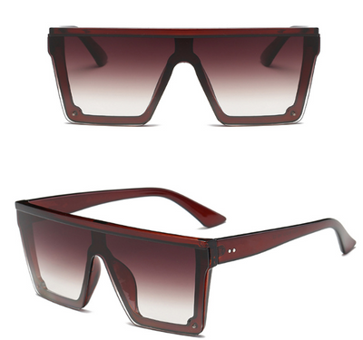 Large-frame square sunglasses with a tortoiseshell pattern frame and gradient brown lenses, shown from front and side. - Image 18