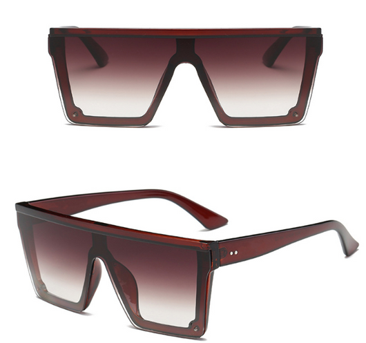 Large-frame square sunglasses with a tortoiseshell pattern frame and gradient brown lenses, shown from front and side. - Image 18
