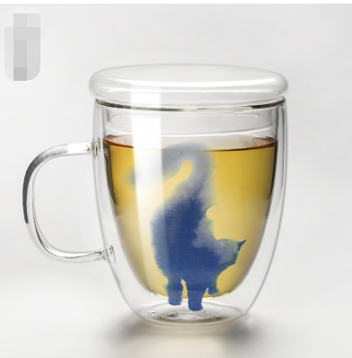 Taza Térmica de Vidrio Soplado con Diseño de Gato - Doble Aislamiento - Image 3