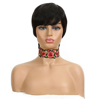 Peluca Recta con Flequillo Corto Inclinado - Cabello Sintético Premium - Image 3