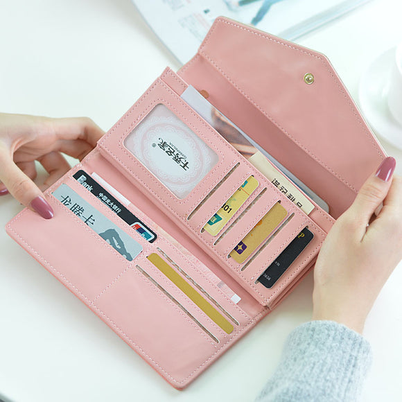 Cartera de Cuero Tri-Fold con Cierre de Hebilla y Gran Capacidad para Estudiantes