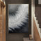 Cuadro Abstracto Plumas Blanco y Negro - Arte Moderno en Lienzo Grande con Textura