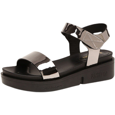 Sandalias Cómodas de Cuero para Mujer con Suela Gruesa y Velcro - Image 9