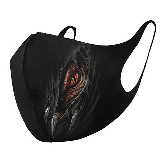 Black face mask with a snarling wolf graphic featuring glowing red eyes and bared fangs. - Image 10