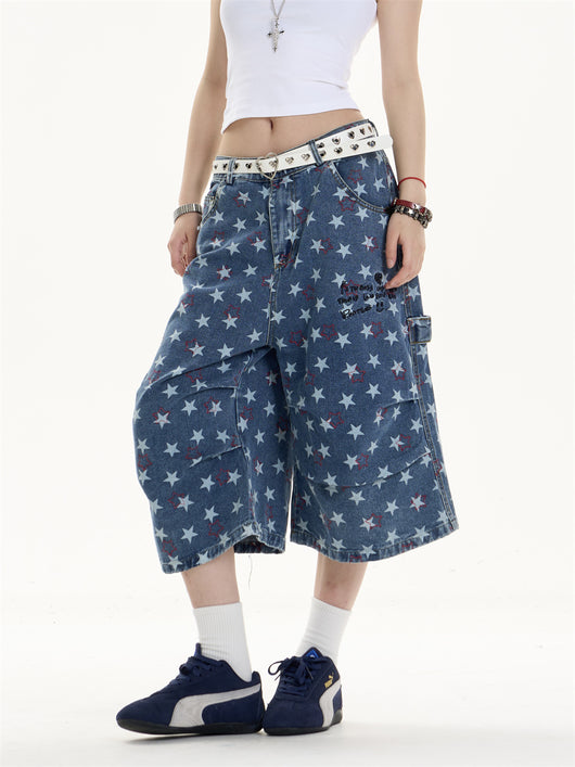 Pantalón Denim Estampado Crop Ancho y Suelto - Image 19