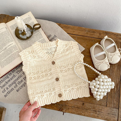 Chaleco Cardigan Tejido V-Neck para Bebés Otoño - Suéter de Punto Crochet Unisex - Image 16