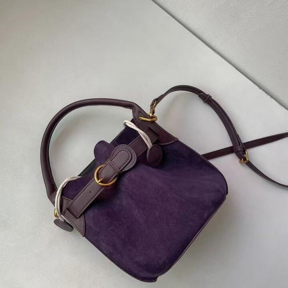 Bolso Mensajero Bucket de Terciopelo Púrpura para Mujer