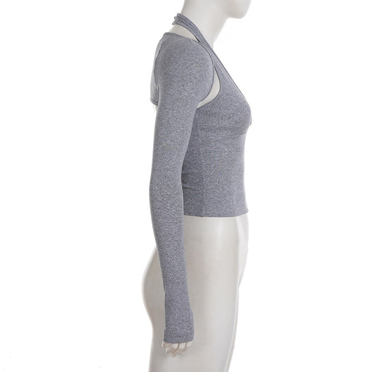 Camiseta Halter Ajustable con Manga Larga y Cintura Marcada - Image 20