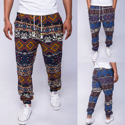 Pantalones Casuales de Algodón y Cáñamo con Estampado Étnico - Image 2