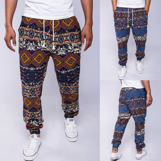 Pantalones Casuales de Algodón y Cáñamo con Estampado Étnico - Image 2