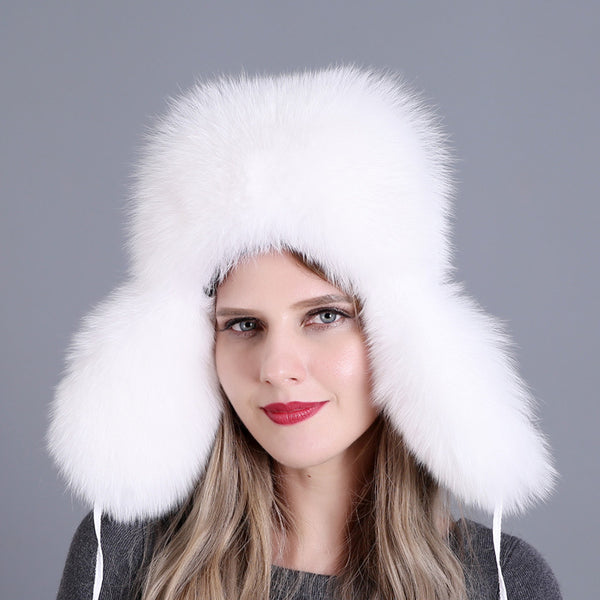 Gorro de Piel de Zorro para Mujer
