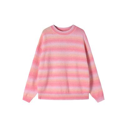 Suéter Retro de Rayas Arcoíris Degradado para Mujer - Image 13