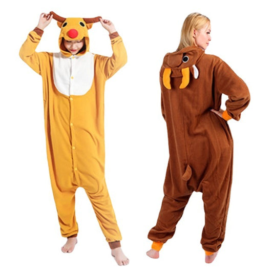 Pijama Navideño de Polar Grueso y Cálido con Diseño de Venado