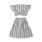 Vestido Mini Blanco a Rayas con Mangas Aleteo para Niñas