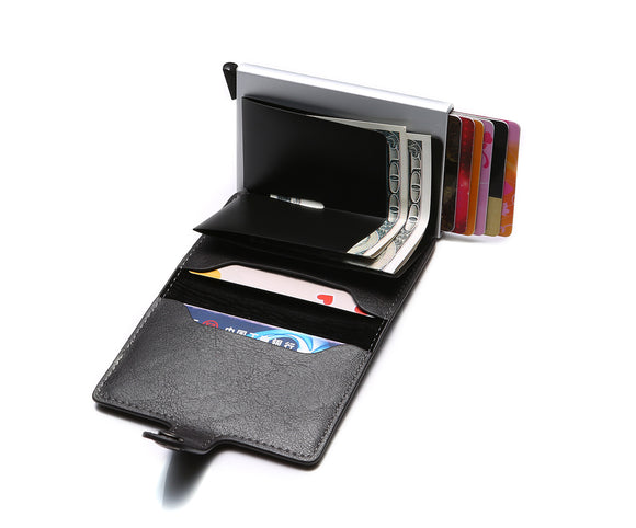 Billetera Vintage para Hombre con Protección RFID, Cuero y Aluminio