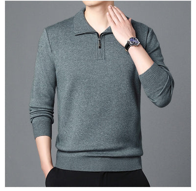 Suéter de Lana 100% Premium con Cuello Solapa - Manga Larga Tejida para Hombre - Image 19