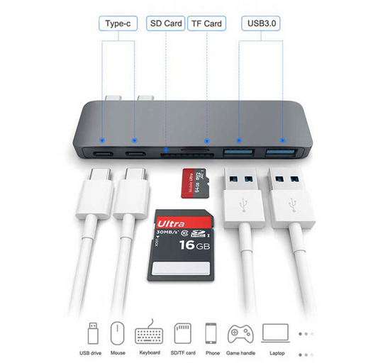 Hub USB-C Multifunción para Apple con Lector de Tarjetas SD/TF y Carga Rápida - Image 2