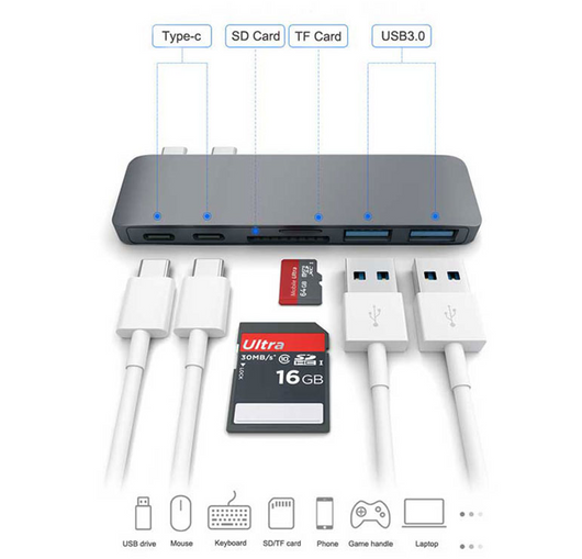 Hub USB-C Multifunción para Apple con Lector de Tarjetas SD/TF y Carga Rápida - Image 2