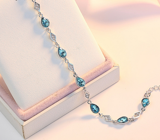 Pulsera de Cristal Azul Austriaco en Plata de Ley 925 - Image 4