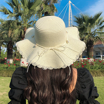 Sombrero de Playa Plegable con Lazo para Mujer - Protección Solar Verano - Image 9