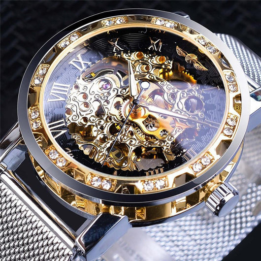 Reloj Mecánico con Correa Hueca de Diamantes de Imitación - Image 18