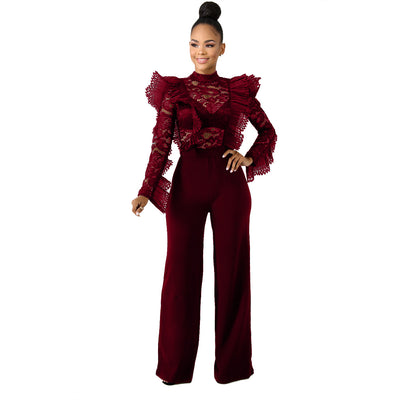 Jumpsuit de Encaje Fruncido con Efecto Transparencia - Image 2
