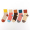 Meias de Lã de Coelho Grossas e Quentes com Costura Multicolorida
