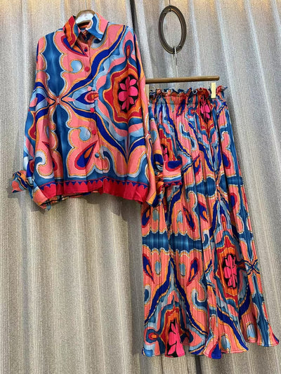 Conjunto de Dos Piezas: Blusa Estampada Personalizada + Pantalón Ancho de Cintura Alta - Image 63