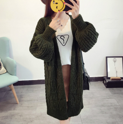 Cardigan Largo de Punto para Mujer con Mangas Farol - Suéter Poncho Casual Otoño Invierno