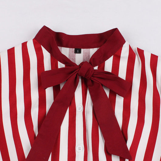 Vestido Vintage a Rayas con Botones - Image 3