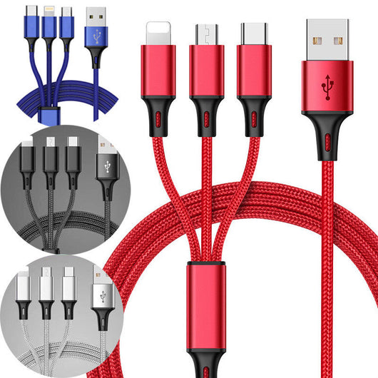 Cable de Datos Trenzado 3 en 1 Compatible