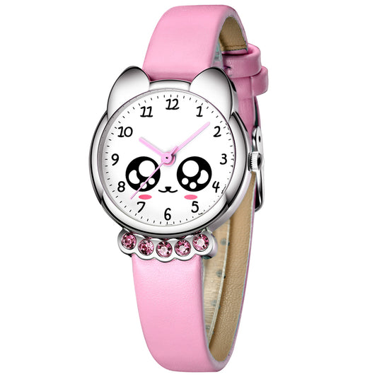 Reloj Infantil con Correa de Dibujos Animados y Detalles de Cristales