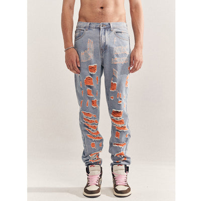 Jeans Destruidos Estilo Mendigo en Azul - Image 4