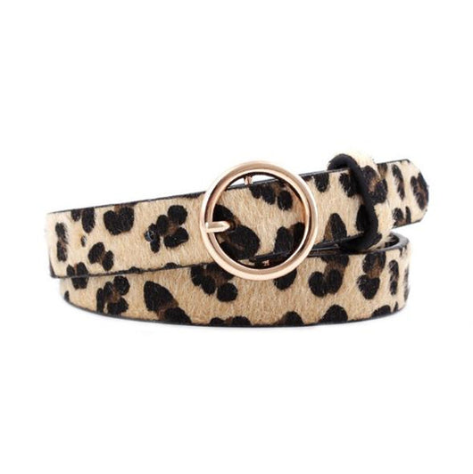 Women's zebra print fashion belt with black and white stripes and a round gold-tone buckle. - Image 5