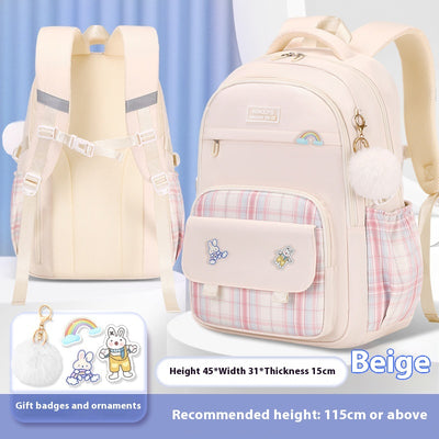 Mochila Escolar a Cuadros para Niñas de Primaria - Image 6